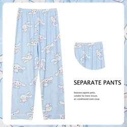 Sanurgente Cinnamoroll-Pantalon décontracté Hello Kitty Kuromi pour femme, pantalon de pyjama Anime Home Fjpyjama, cadeau pour fille, printemps, été, automne