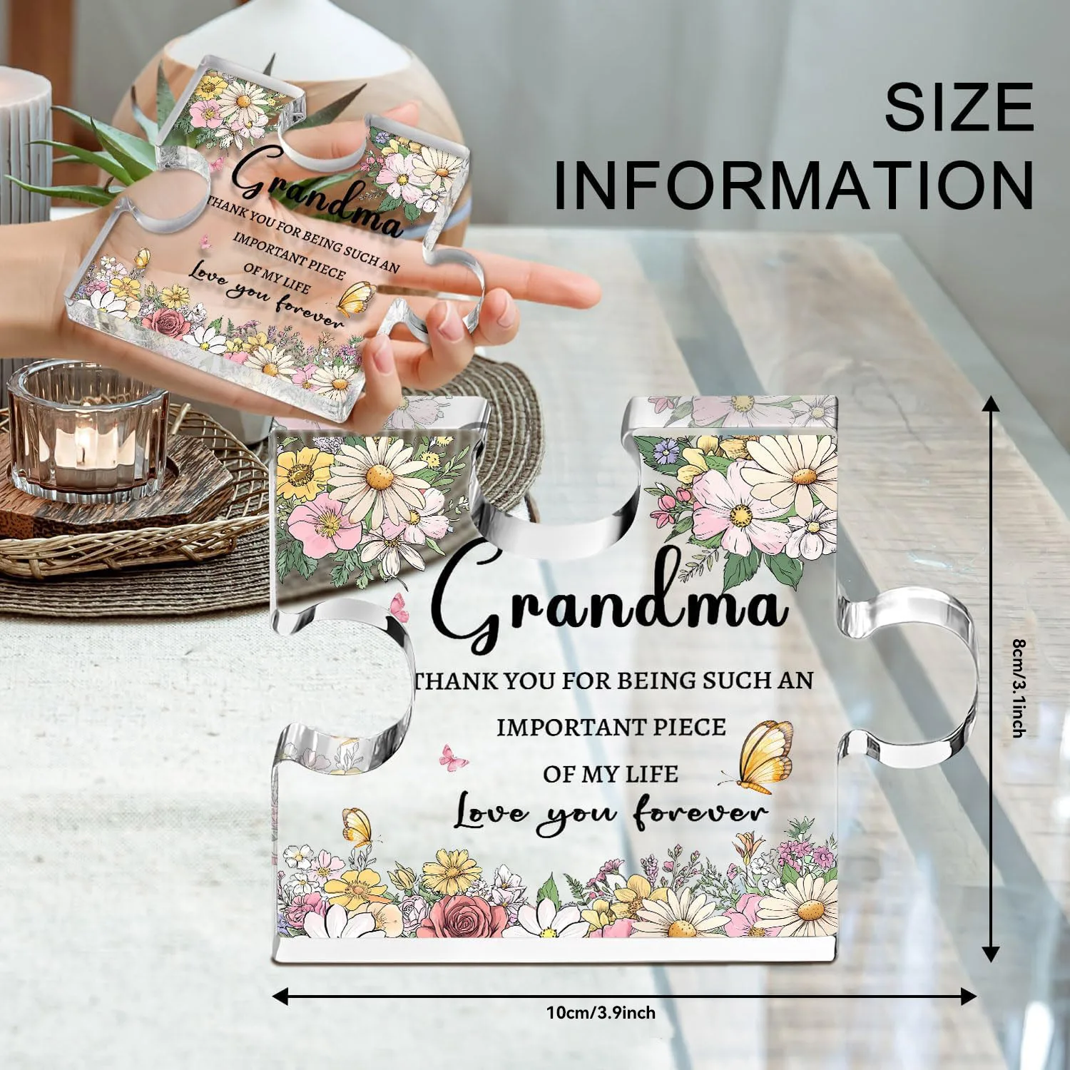 Grandma Gifts from Granddaughter Grandson 3.9 Inch Grandma Plaque Mothers Day Gift for Grandma Grandmother Birthday Gifts Grandm