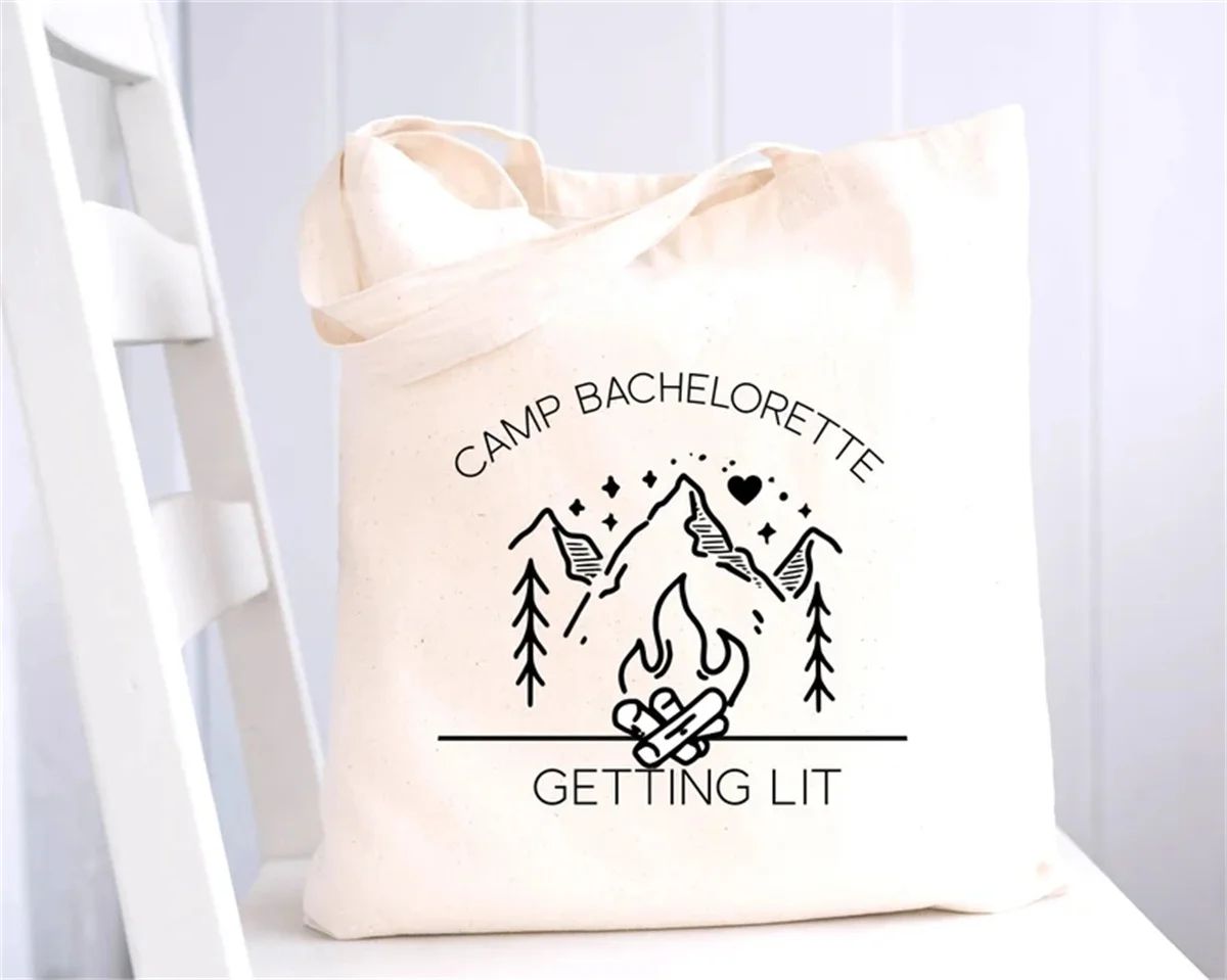 Camp Bachelorette Getting Hitched Getting Lit Tote Bag Bachelorette Party Favors Bachelorette Party Glamping Bachelorette Kit Ca