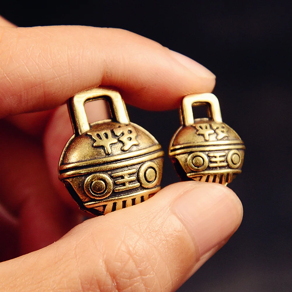 Vintage Brass Small Bell Carving Hand Carved Crafts Traditional Chinese Amulets  Lucky Happy Feng Shui Ornament
