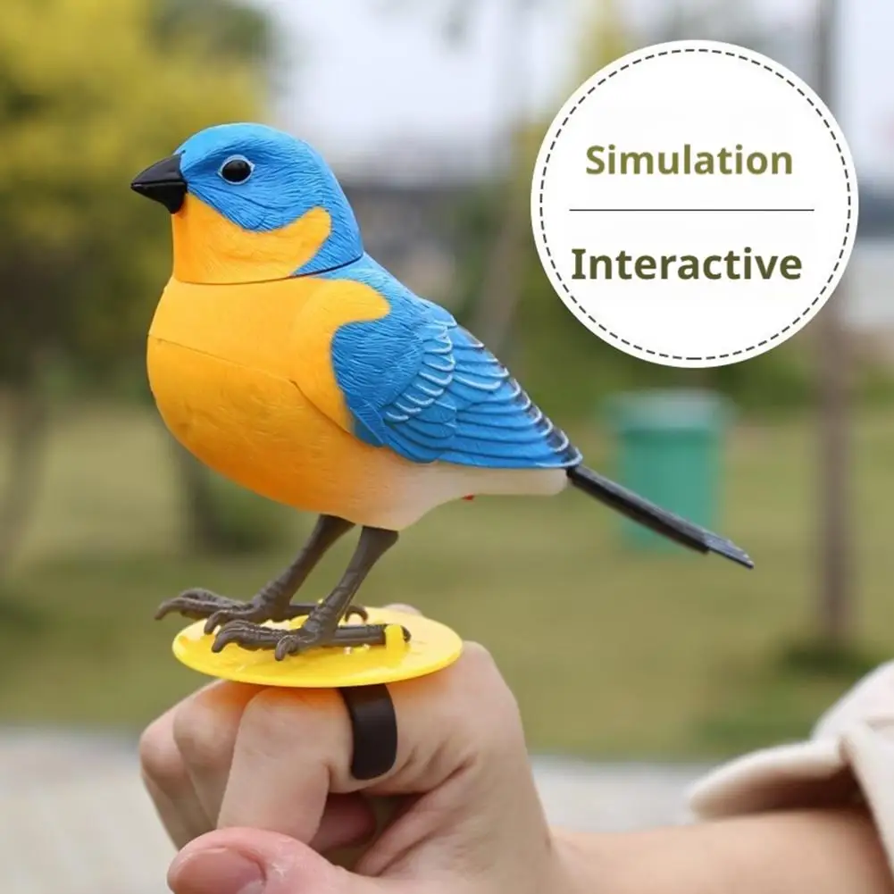 로봇 새 전자 노래 및 울음소리 새 장난감 배터리로 작동되는 노래하는 새 장식 조명 음성 제어