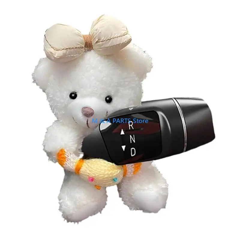 U1JF Lovable Plush Bear Car Gear Shifting Accessory Decorative Doll For Steering Column Turn Mirror Wiper Decoration