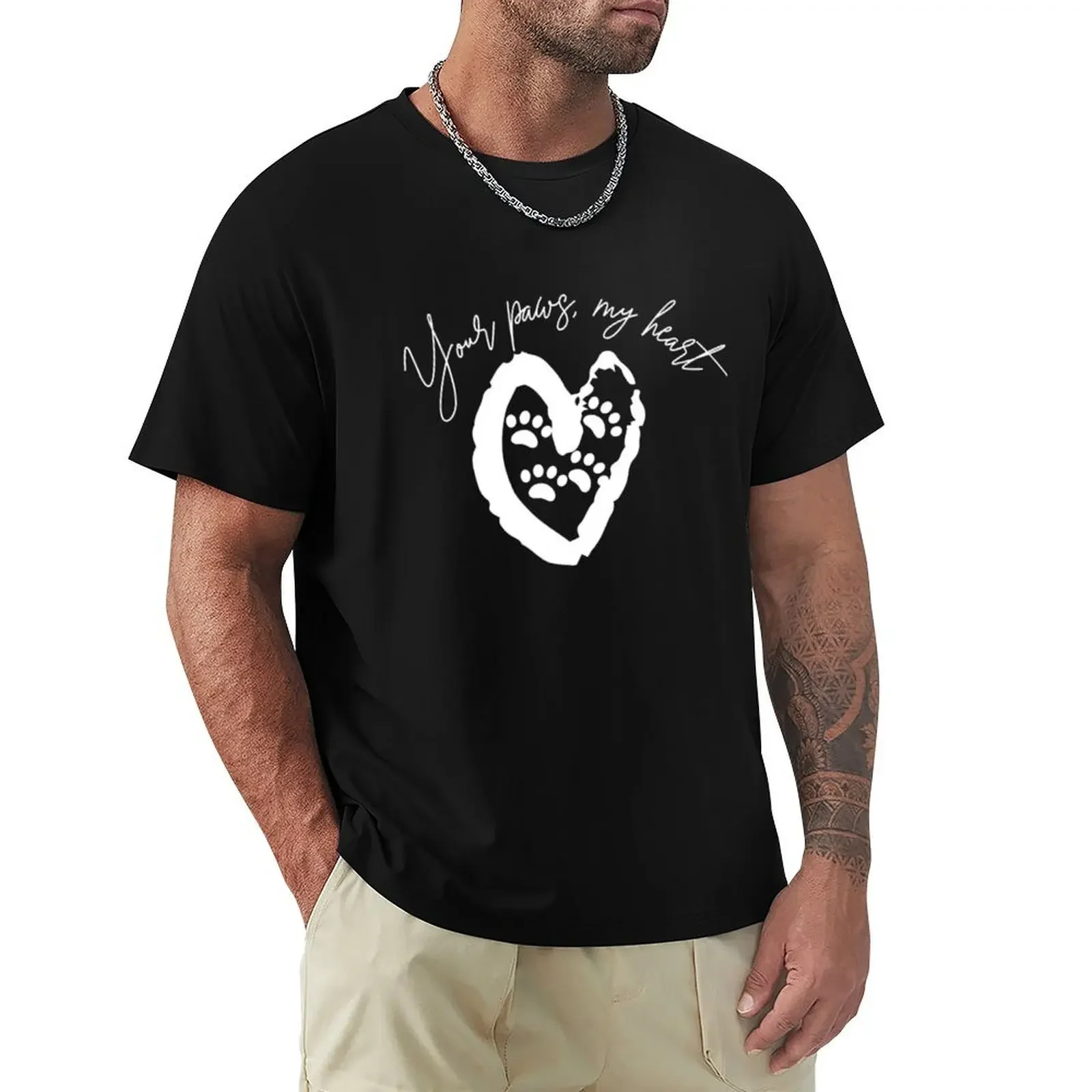 Your Paws, my Heart T-Shirt plus sizes street wear mens big and tall t shirts