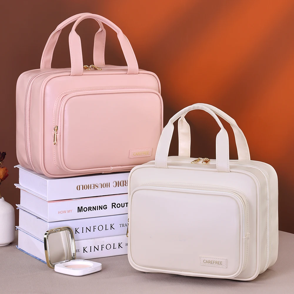 Large Capacity Cosmetic Bag Makeup Toiletries Organizer PU Leather Portable Travel Toiletry Pouch Women Cosmetic Storage Bag