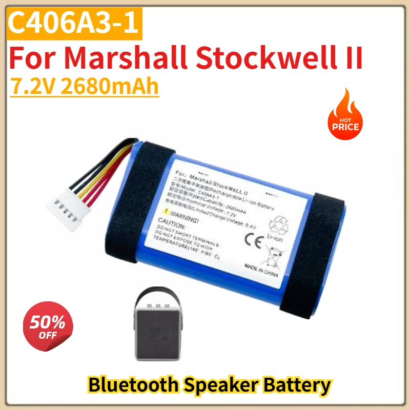 

Высококачественный аккумулятор C406A3-1 7.2V 2680mAh для Bluetooth-колонки Marshall Stockwell II, новый сменный аккумулятор