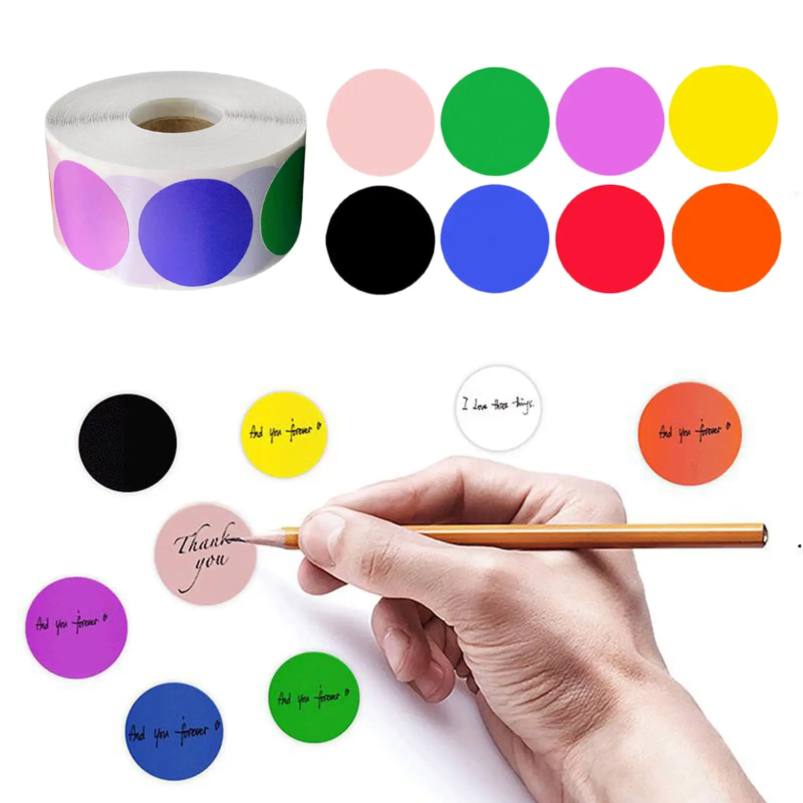 Color Sticker Labels on (Assorted Colors, 1 INCH 500 Stickers)