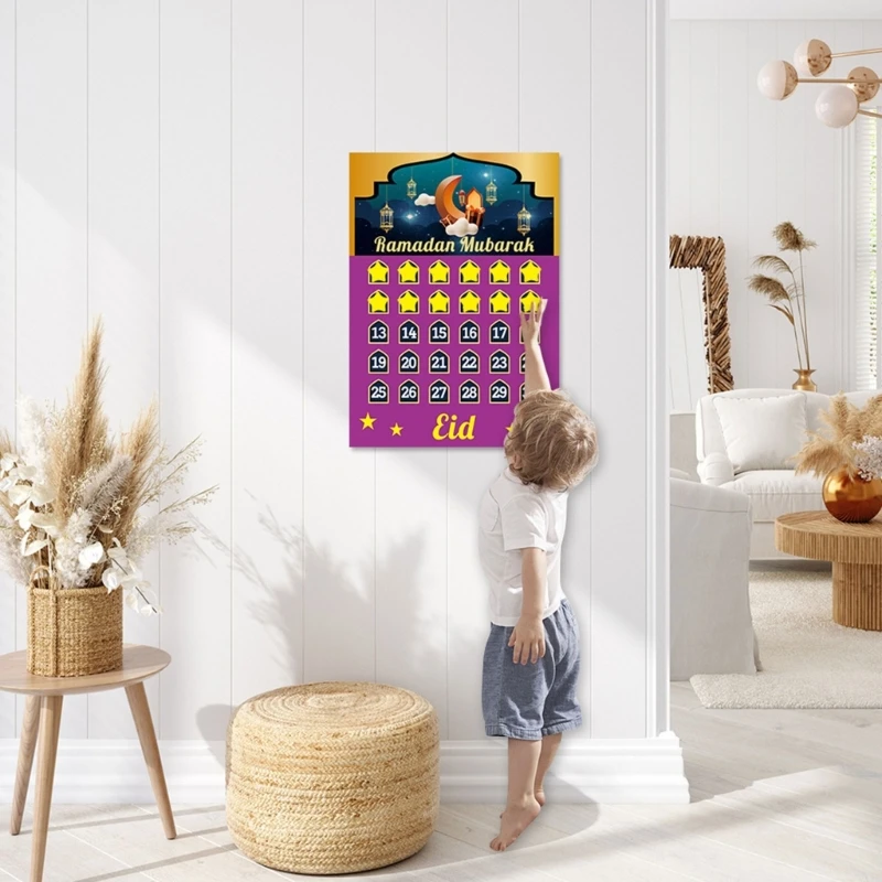 X6HD Quality Eid Calendar Advents Calendar Poster Indoor Festival Decorations Perfect for Any Occasion,Convenient Use