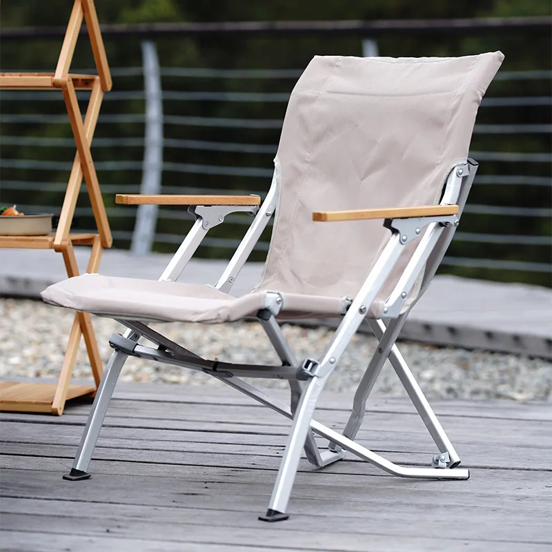 

Портативный стул из алюминиевого сплава с высокой спинкой, современный складной пляжный стул для кемпинга, ткань Оксфорд, высокое уплотнение, комфорт для сада