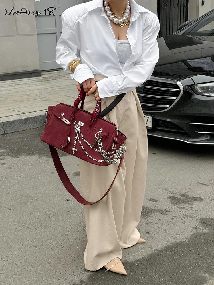 Mnealways18 Khaki Pleated Women Wide Legs Pants Causal High Waist Baggy Trousers Autumn Winter Office Ladies Palazzo Pants 2024