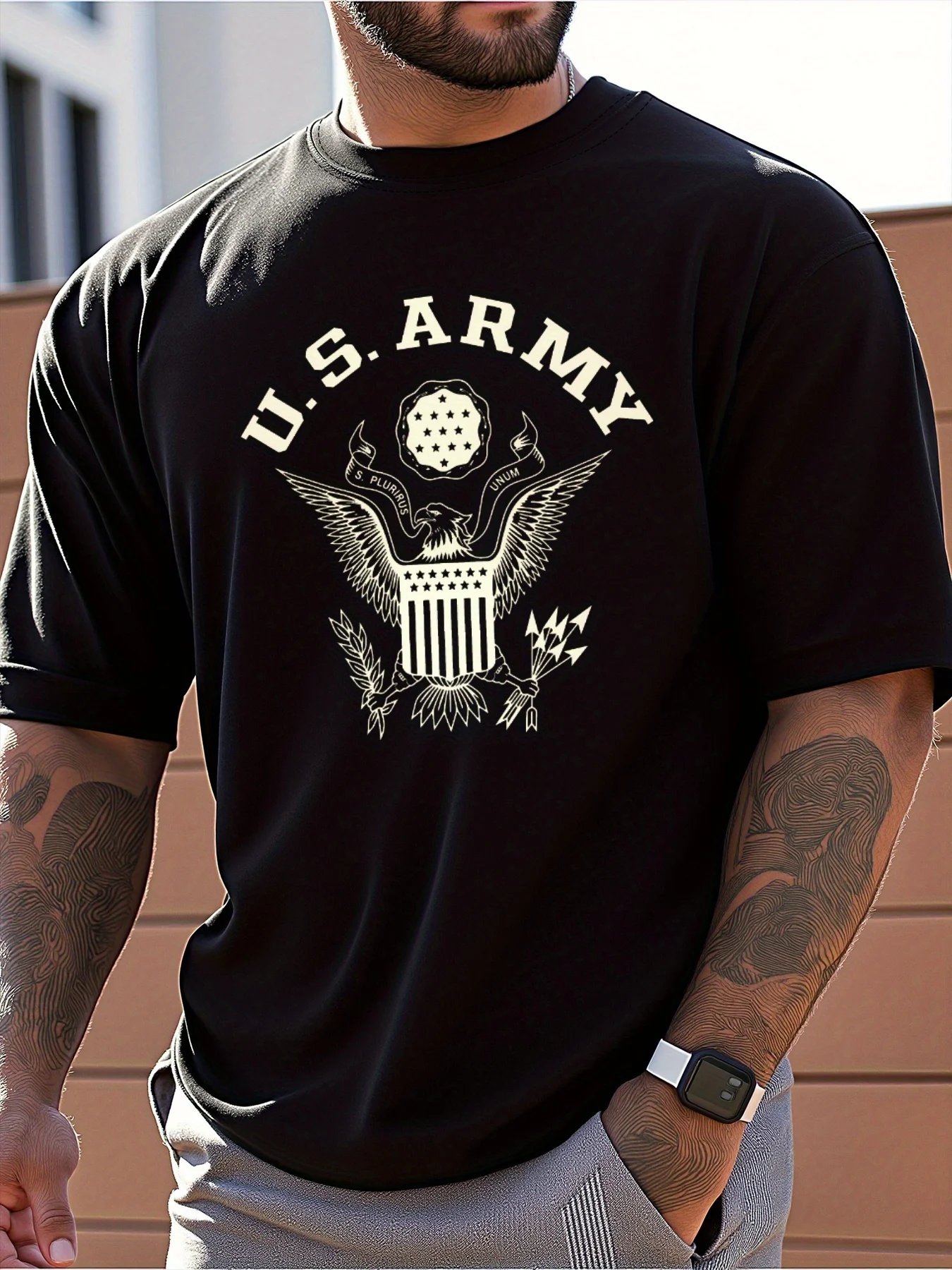 

US Army Logo Print T-Shirt 100% Cotton O-Neck Short Sleeve Summer Casual Mens T-shirt Streetwear