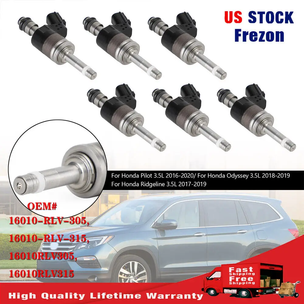 6PCS Fuel Injectors 16010-RLV-315 Fit Honda Pilot Odyssey Ridgeline 3.5L V6