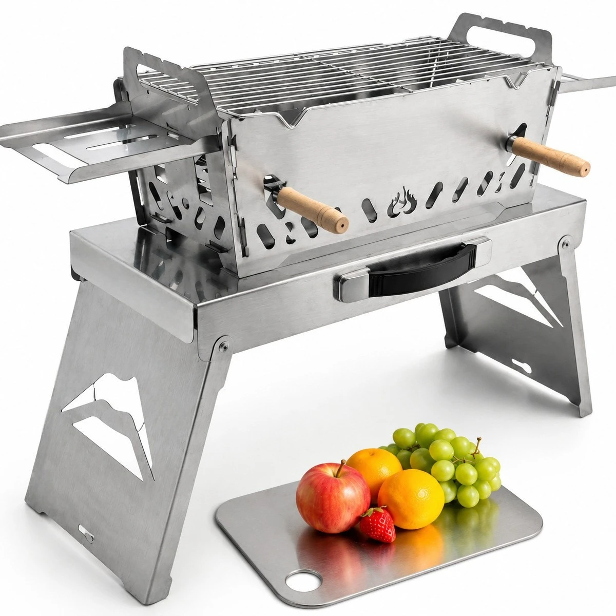 Portable Stainless Steel BBQ Grill with Adjustable Heat Detachable Durable Versatile for Outdoor Camping Family Gathering