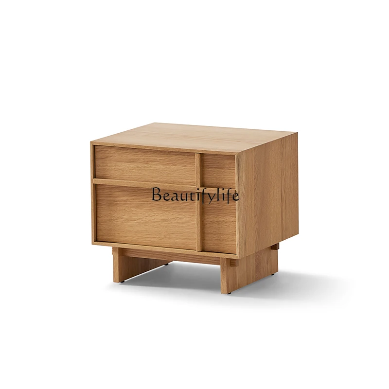 

Modern Minimalist Solid Wood Bedside Cabinet Quiet Style Bedroom Bedside Locker