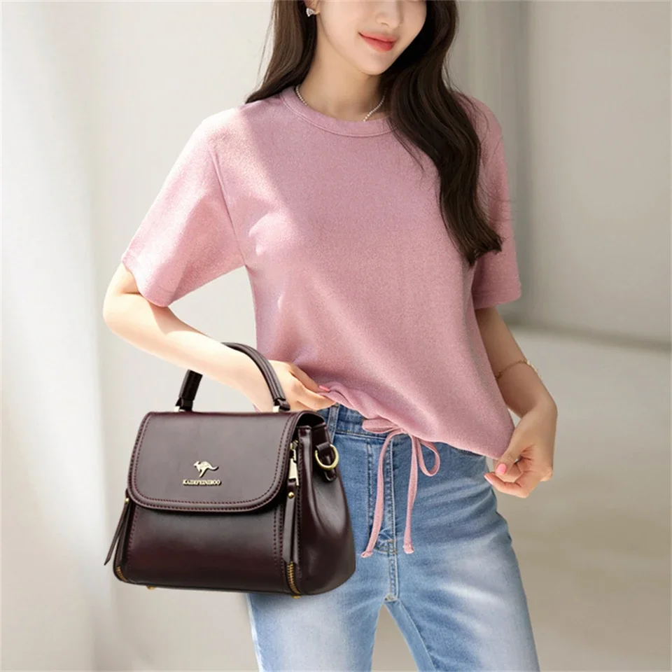 Women\'s Soft Leather Top-Handle Bags Luxury Design Shoulder Messenger Bags High Quality Handbags and Purses Commuting Sac a Main