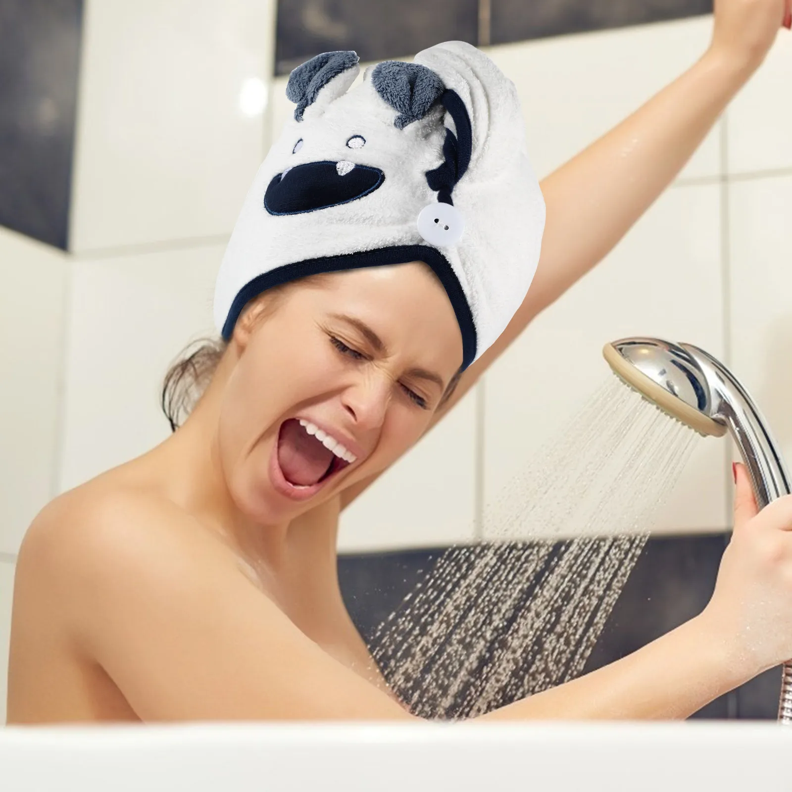 1 قطعة قبعة الاستحمام منشفة الشعر مادة الألياف الدقيقة لا تتلاشى الصباغة مثالية للنساء الفتيات المنزل والسفر #3