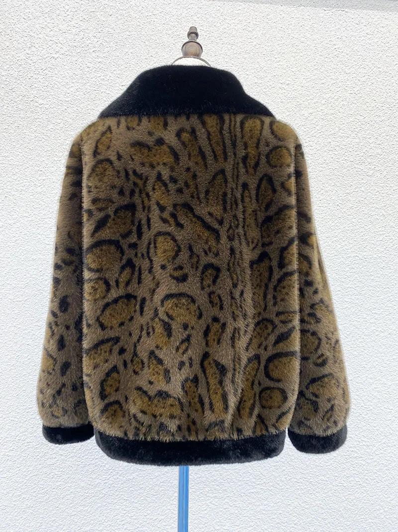 ZADORIN สไตล์เกาหลี Designer Mink เสื้อผู้หญิงเสือดาวพิมพ์แขนยาว Fluffy Faux FUR JACKET ผู้หญิงฤดูหนาว Coats Overcoat