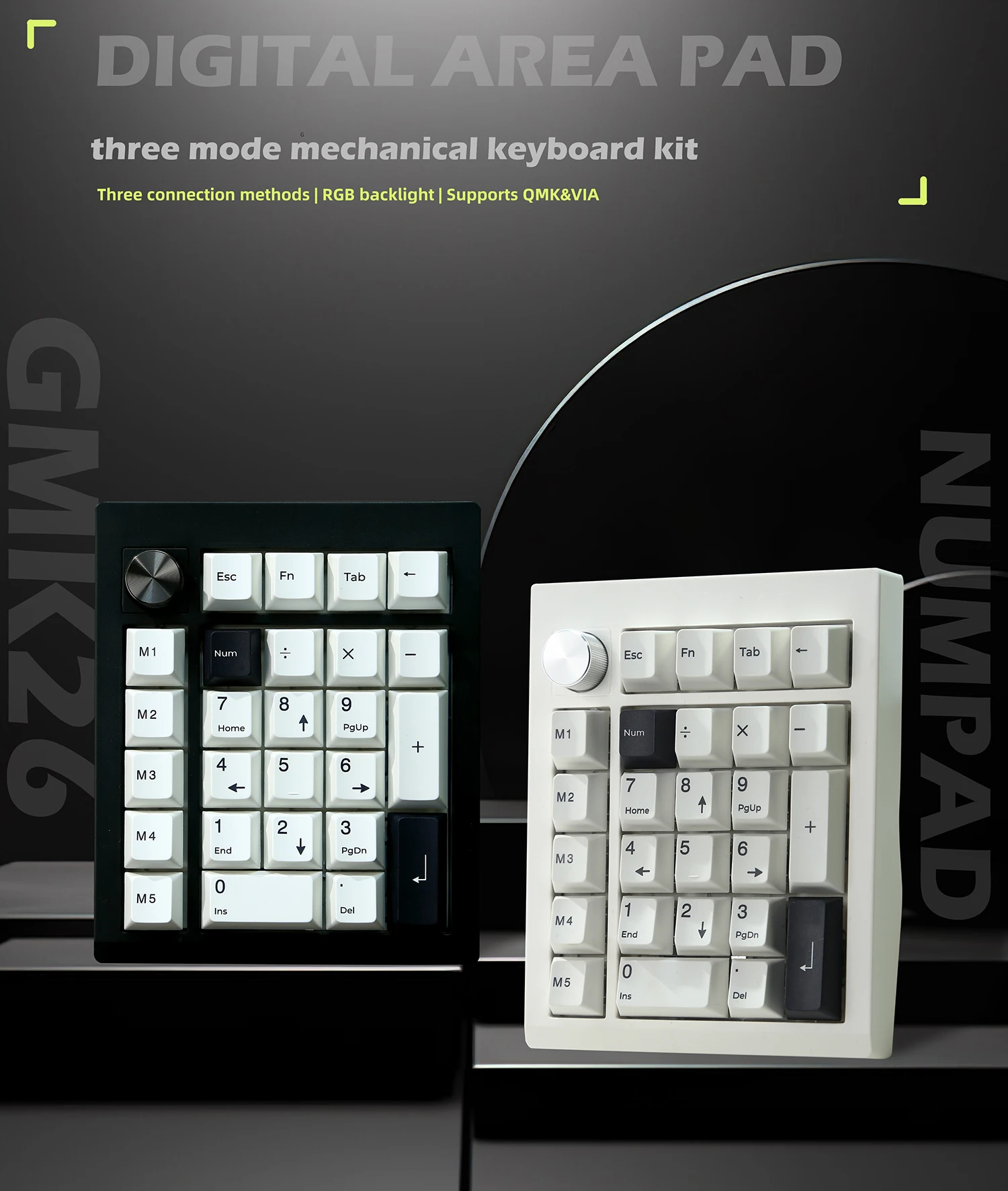 

GMK26 Numpad Bluetooth 2,4G 3-режимная прокладка Механическая клавиатура Колпачки для клавиш из ПБТ с возможностью горячей замены Номер переключателя Поддержка клавиатуры QMK/VIA