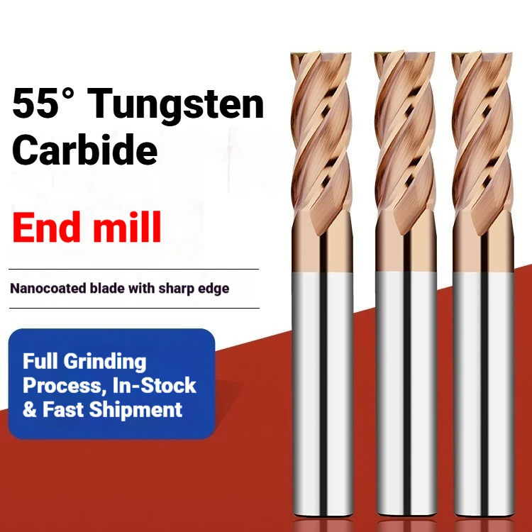 HRC55 4-Flute Tungsten Carbide Coated  End Mill CNC Milling Cutter for Mechanical Machining Tools