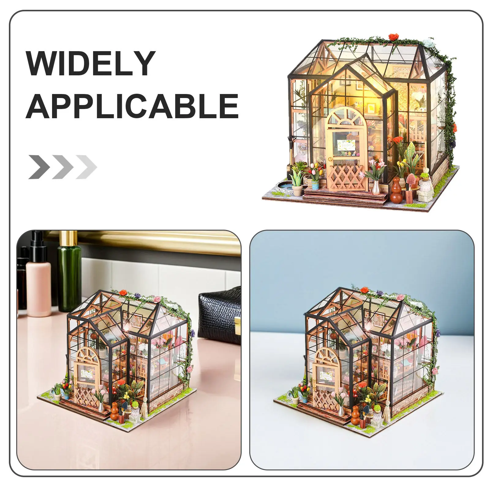 1 Set Kit DIY de Casa de Flores en Miniatura 3D, Rompecabezas de Invernadero Artesanal, Mini Kit Creativo de Casa de Jardín, Manualidad para Decoración del Hogar
