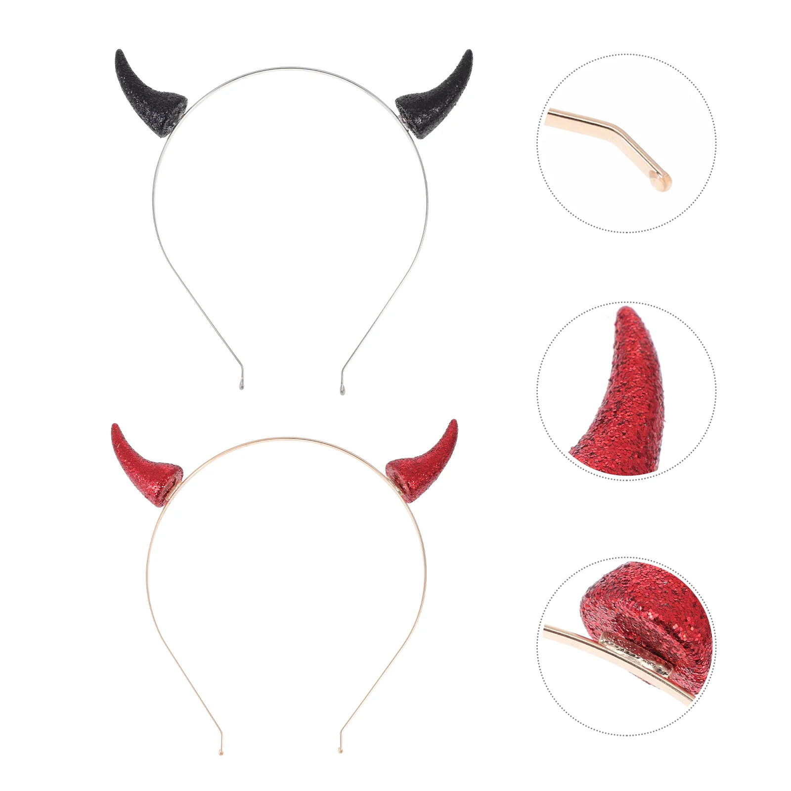 

2 Pcs Halloween Headband Party Hairband Festival Wear Costume Headwear Celebration Hoops Headdress Prop Horn Black Outfit