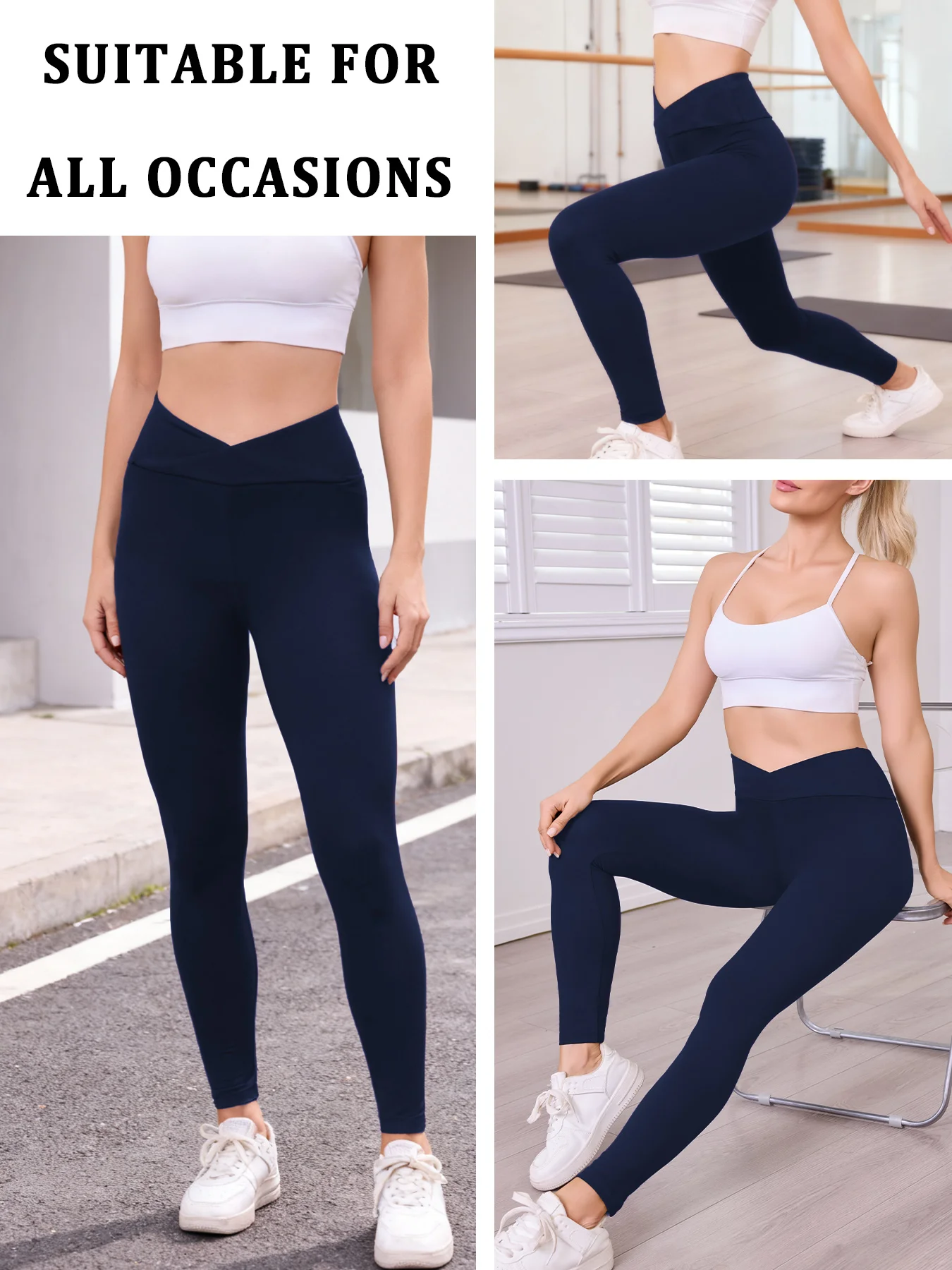Women's Super Soft Crossover High Waisted Leggings Tummy Control Workout Yoga Running casual wear Leggings