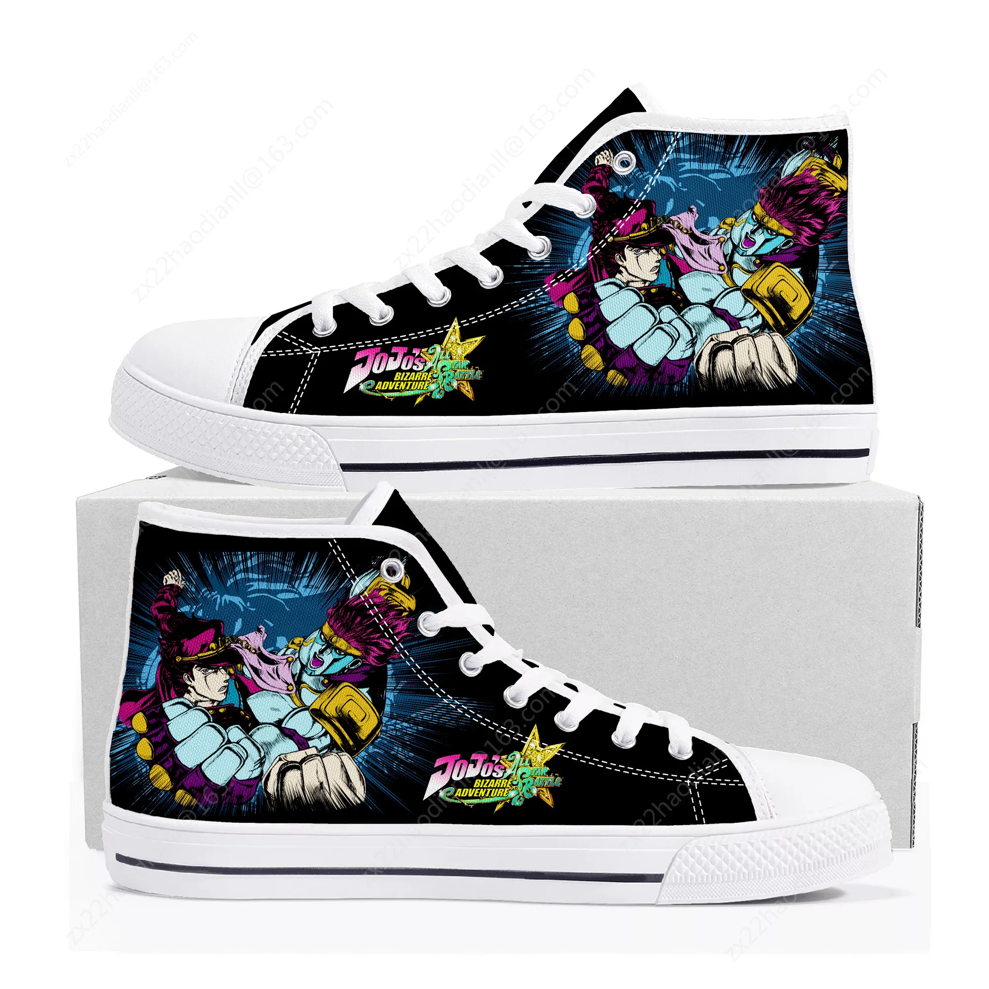 Hot Anime JoJos Bizarre Adventure High Top Sneakers High Quality Mens Womens Canvas Sneaker Casual Couple Shoes Custom Shoe