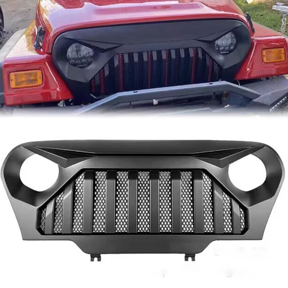 

For Jeep Wrangler Front Grill Offroad JT Kit Grille Angry Grills Car OE Design Accessories Black ABS For TJ1997-2006 SXMA J282