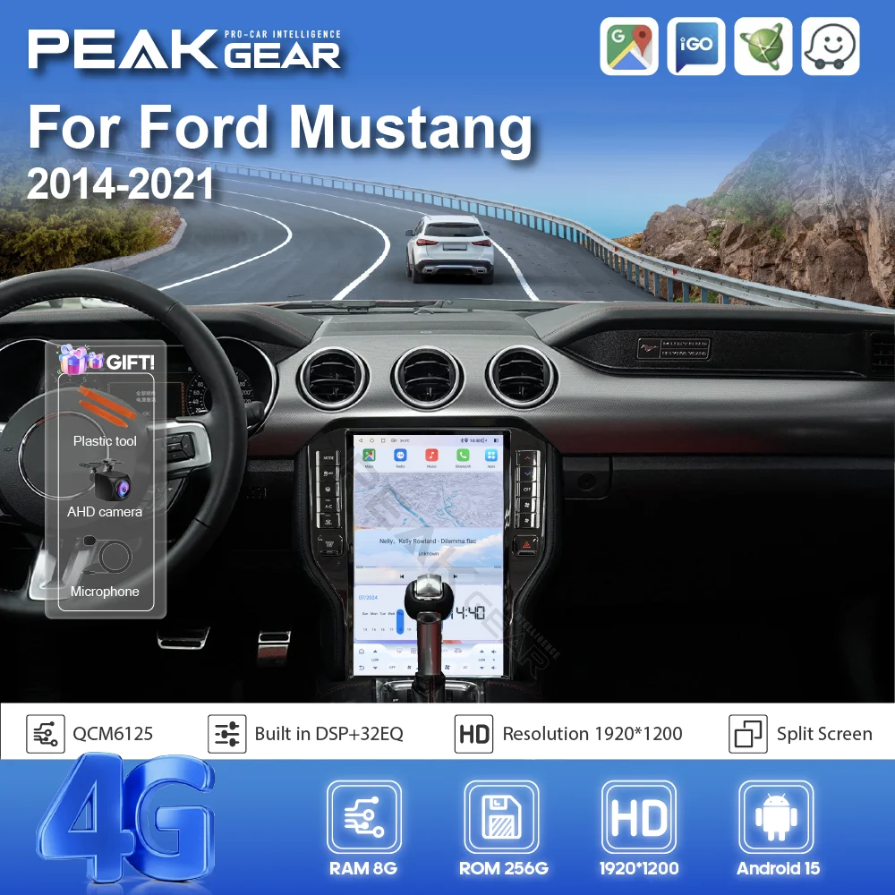 Android 15 8Core For Ford Mustang 2014-2021 Car Multimedia Video Player 14.5Inch GPS Navigation Auto Radio Carplay 4G 360 camera