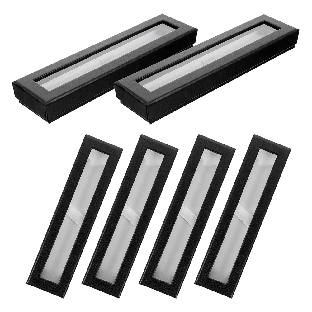 6 قطعة صناديق تغليف القلم صندوق تخزين ورقي سعة كبيرة قلم حبر حامل القلم الرصاص عرض شفاف منظم هدية