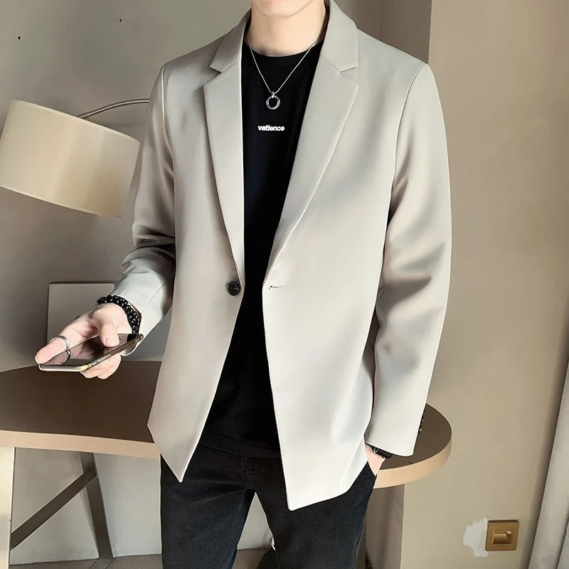 

Solid Color Male Blazer Spring Autumn Coat Luxury Designer Handsome Men's Suit Jackets Trendy 2025 Single Models Casual Clothes