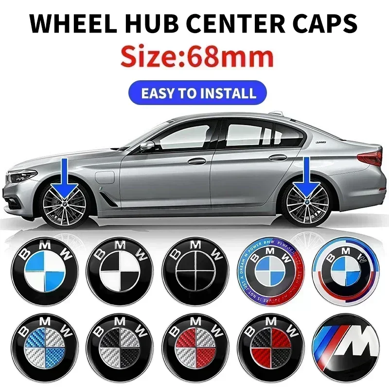 

4pcs 68mm Car Wheel Center Hub Cap Emblem Stickers Styling For BMW M Performance 1 3 5 7 Series X1 X2 X3 X4 X5 X6 X7 M3 M5 M7