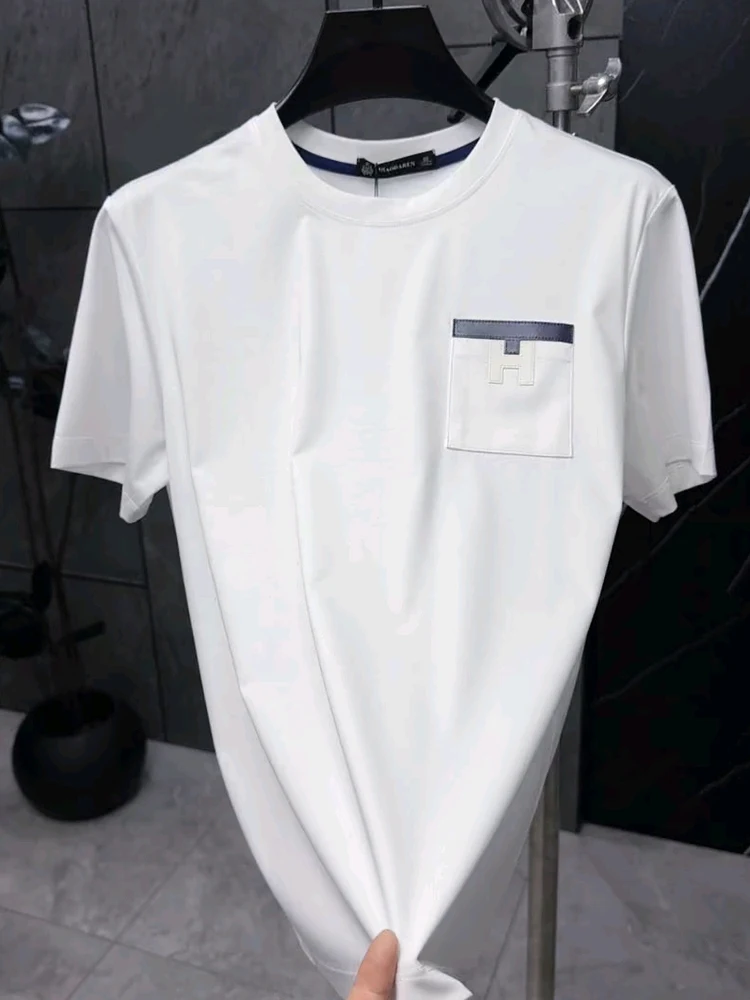 

High Quali round Ne ort Sve Men's T-irt Summer New Sle Faionable Luxury Personali Chinese Brand Youth Trendy