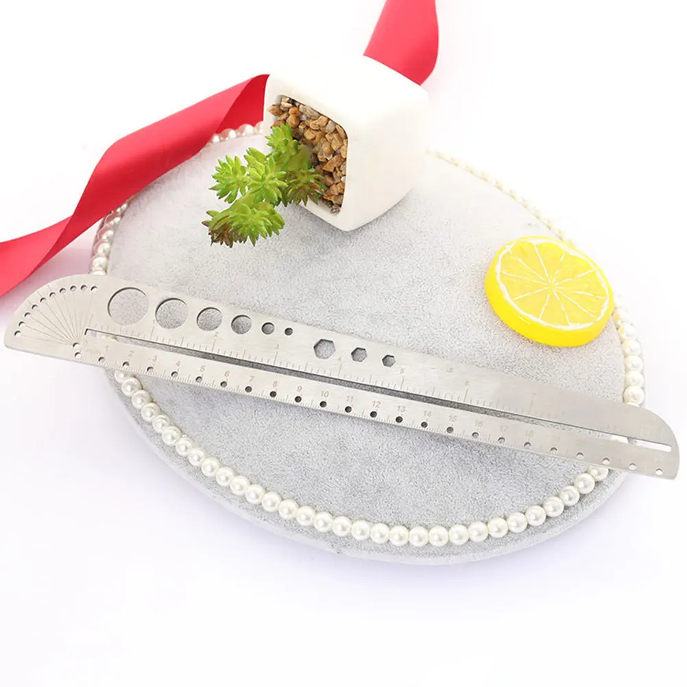 2 قطعة مقياس الدقة مسدس الفولاذ المقاوم للصدأ متعدد الوظائف قياس مسطرة مستقيمة دائم واضح أداة وضع العلامات للمكتب #5