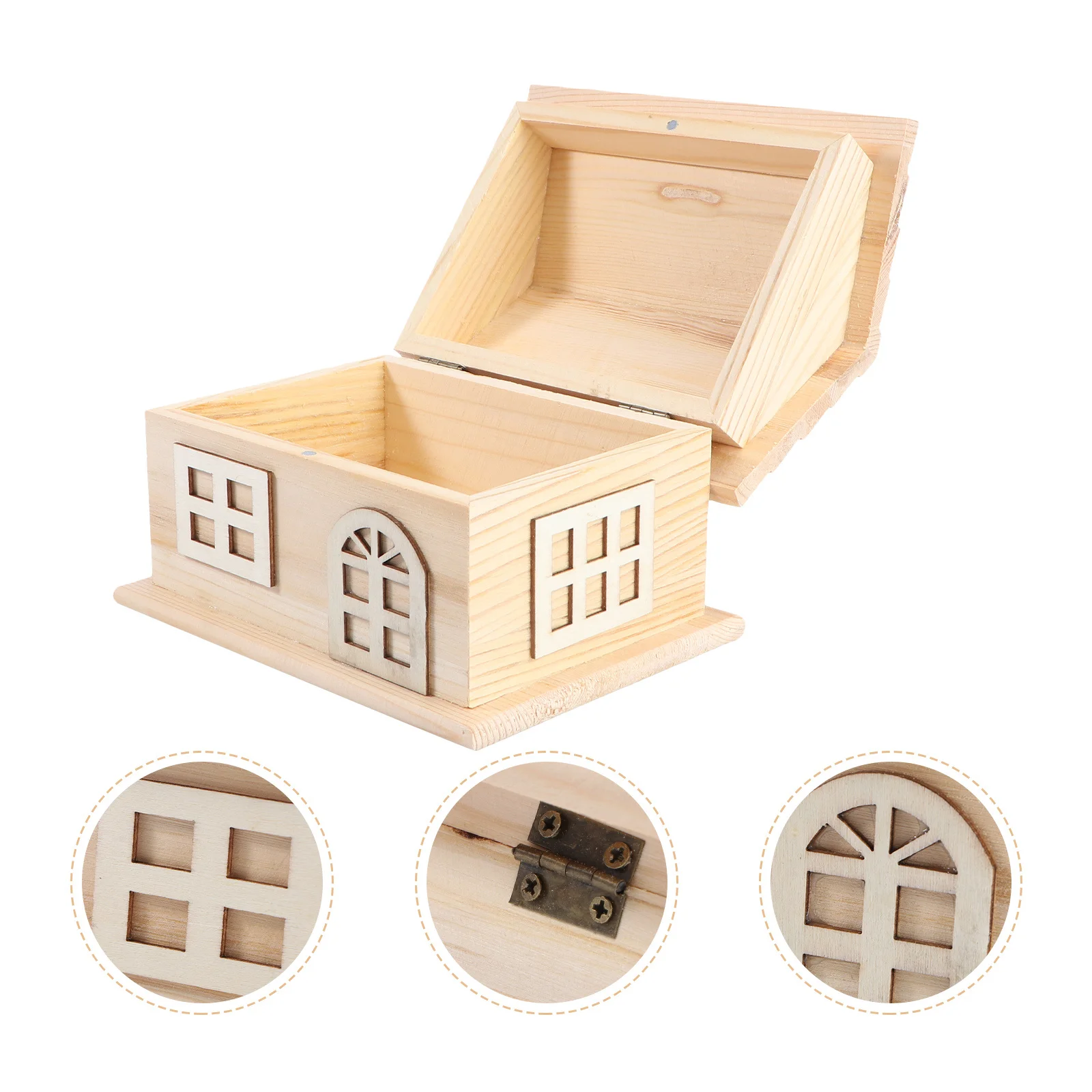 

Wood House Organizer Wooden Desktop Storage Box Candy Money Holder Sturdy Portable Decoration