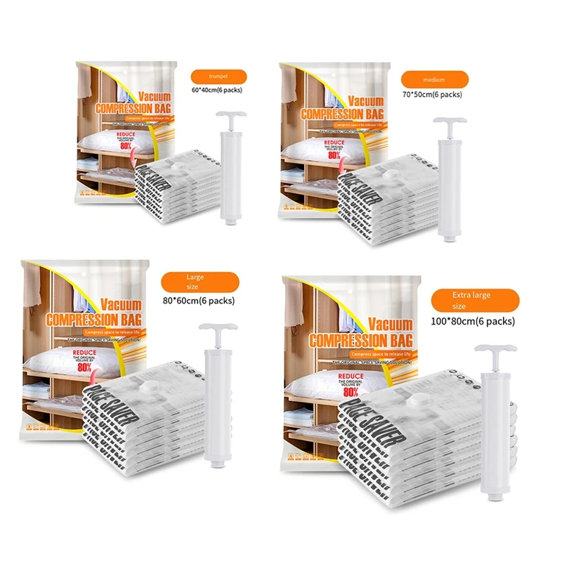 

KEKA 6X Vacuum Storage Bags , Sealer Compression Bags With Travel Hand Pump For Blankets, Comforters, Clothes Storage