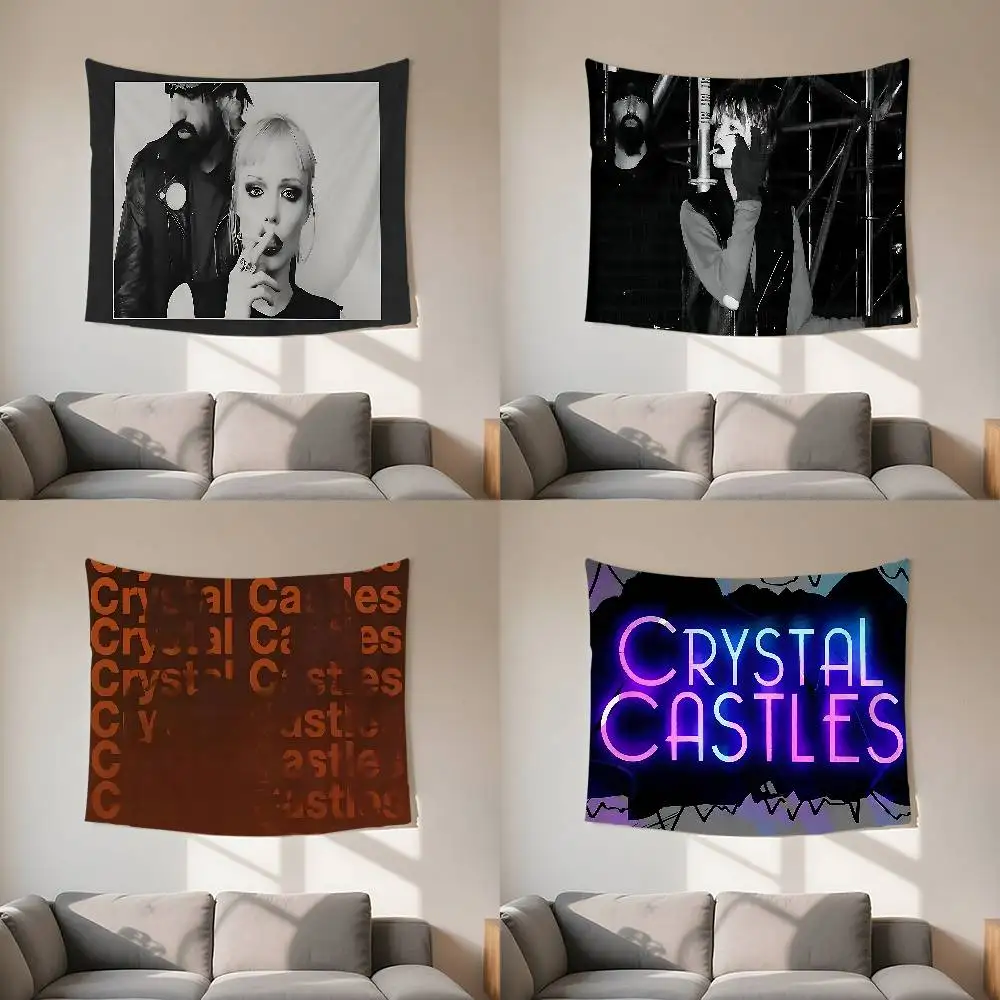 Crystal Castles Band-Wandteppich, anpassbare Wandteppiche in verschiedenen Stilen, Wandbehänge, Promi-Fotodruck, Wandbehänge