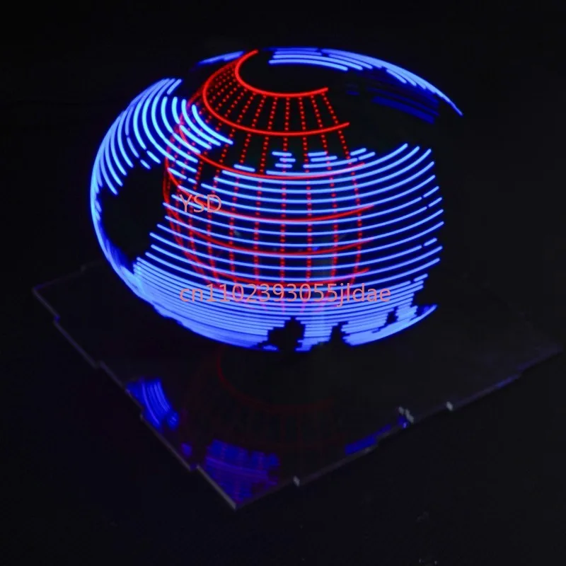 Bicolor LED POV Clock Kit Dual-Axis Rotating Design DIY Electronic Display Microcontroller