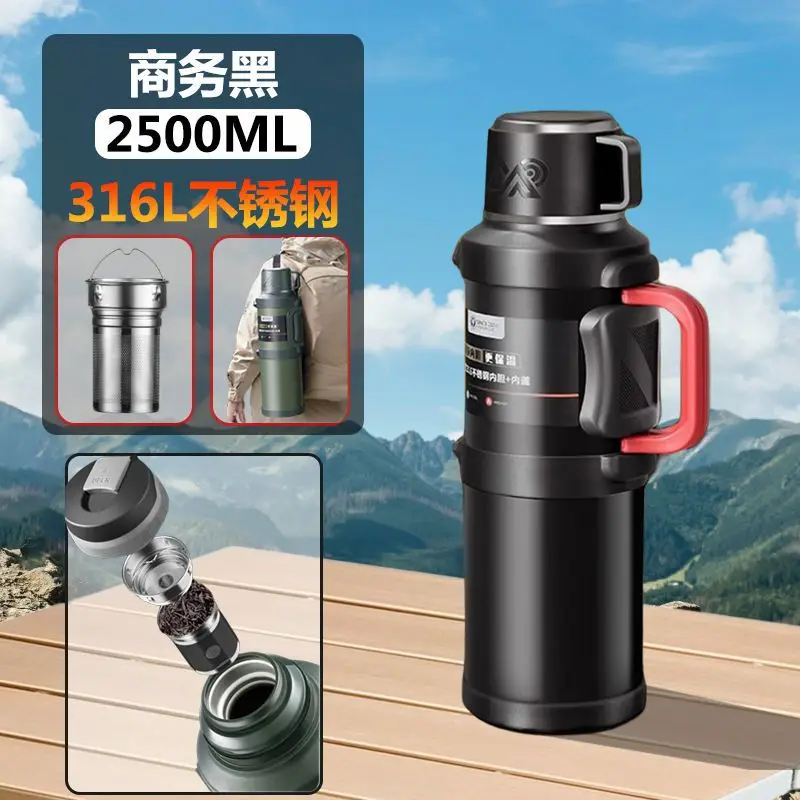 Large‑Capacity Insulated Kettle Stainless Steel Inner Liner Portable Outdoor Travel Water Kettle for Camping Sports Activities