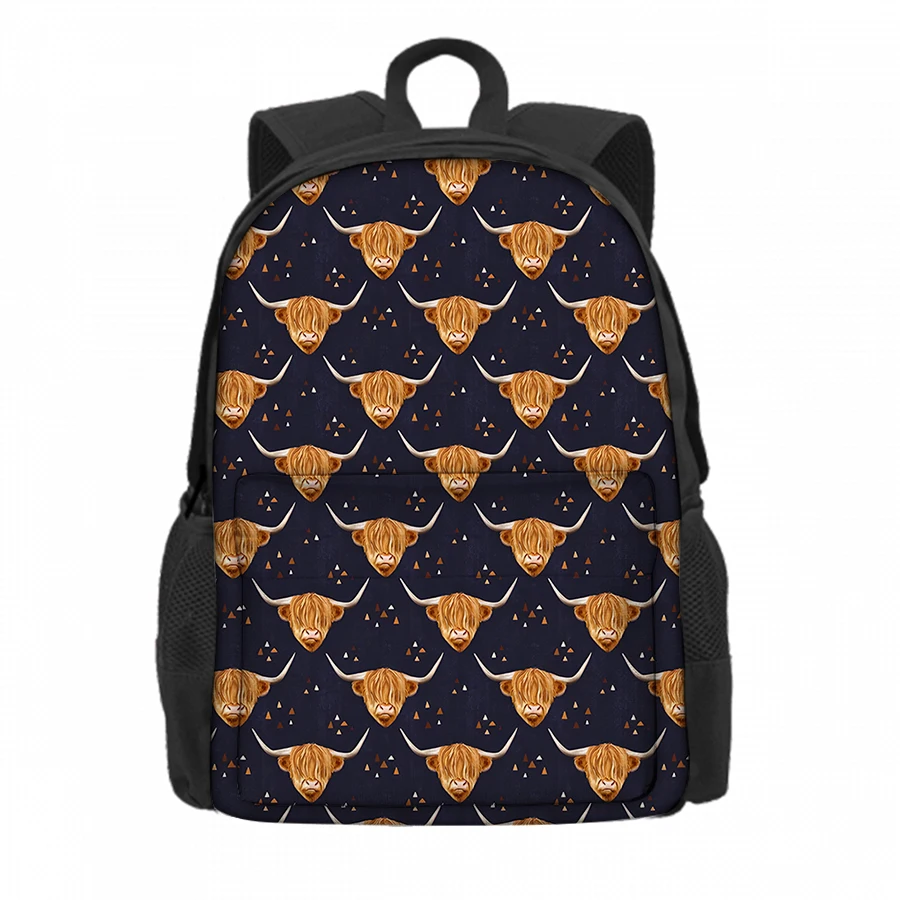 

Cowboy Cattle Pattern Front Bag Backpacks for Boy and Girls Best Gifts 2D Flat Cartoon School Backpack for Children Bags