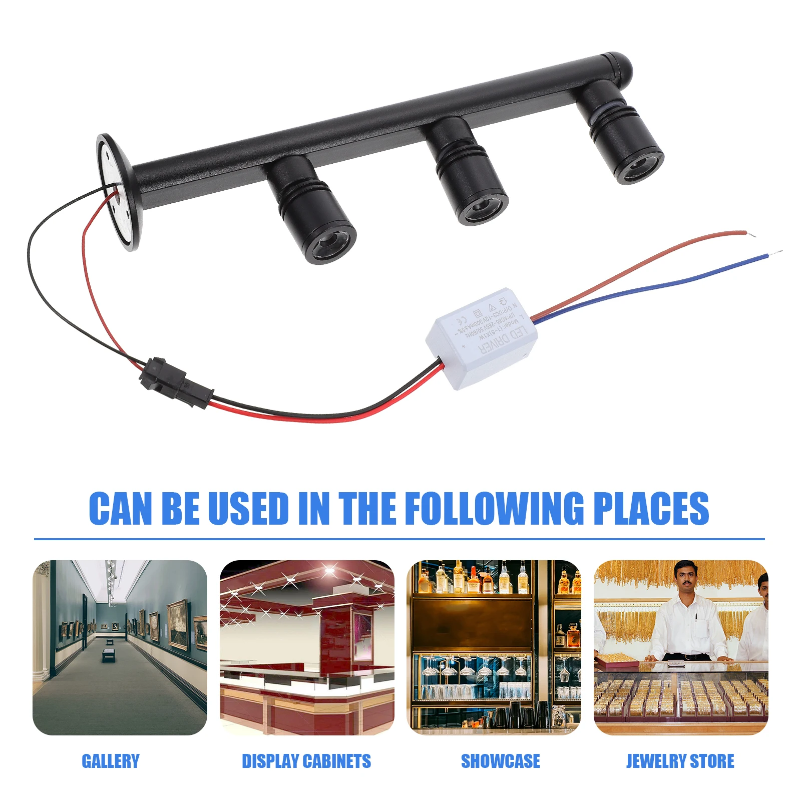 

Aluminum Glass Spotlight LED Display Gallery Lamp Black Counter Exhibition Indoor Mother Cabinet Wall Light Decor