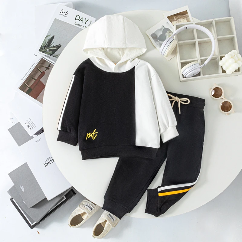 

Boys' Spring and Autumn Set 2024 New Style Rascal Handsome Little Boys' Baby Spring Clothes Hoodie Pants Two Piece Set