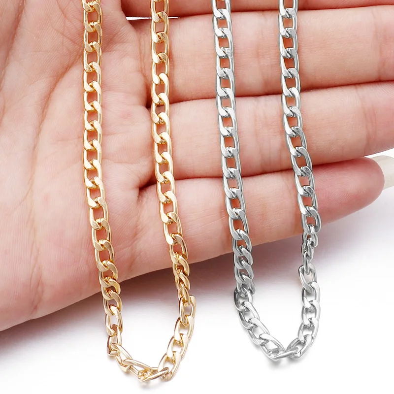 5yards/roll NK Chain Roll Aluminum NK Cuban Chain Silver Gold Color Chain for DIY Necklace Bracelet Jewelry Making Supply