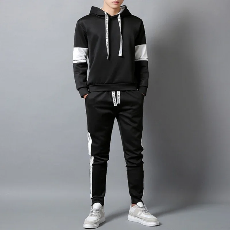 Sweat à capuche et pantalon de survêtement pour hommes, survêtement chaud, ensemble 2 pièces, haute qualité, noir, blanc, haut ou pantalon,