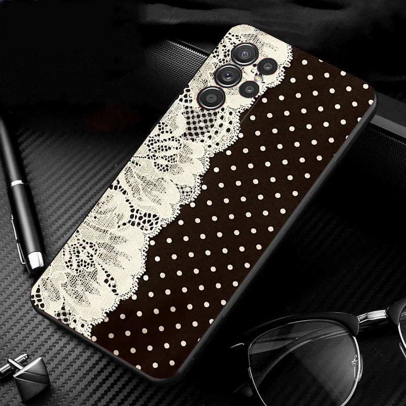 Polka dots lace Phone Case Cover For Samsung Galaxy S26 S25 S24 S23 S22 S21 Ultra Plus S24 S23 S20 FE S26FE
