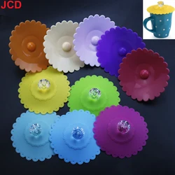 JCD Reusable Silicone Cup Cover with Artificial Diamonds Anti-dust Thermal Insulation Cup Lid Seals Mugs Cover Drinkware Parts