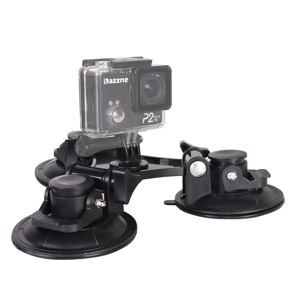 

Glass Suction Cup Car Phone Holder with Triangle Camera Tripod Mount Plastic Car Accessories Compatible with Action Cameras