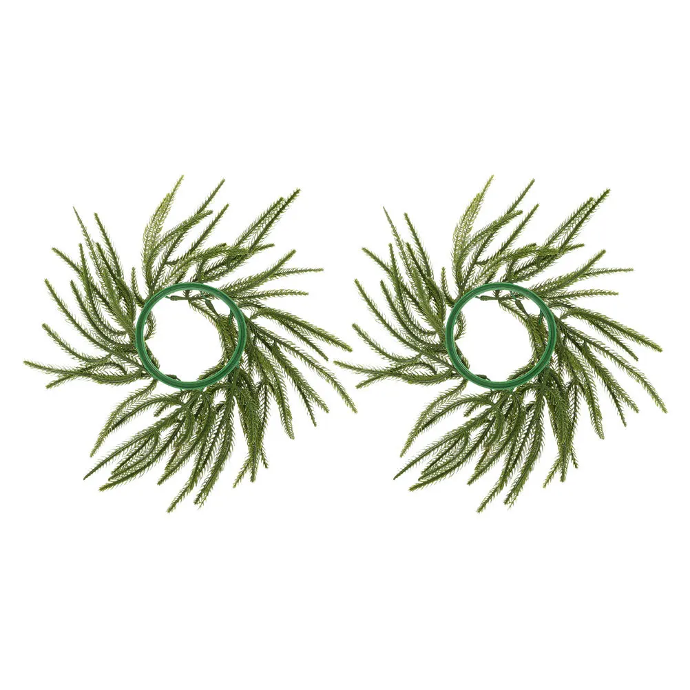 

2Pcs Artificial Pine Wreath Ring Mini Farmhouse Table Centerpiece Christmas Holiday Decoration Greenery Holder