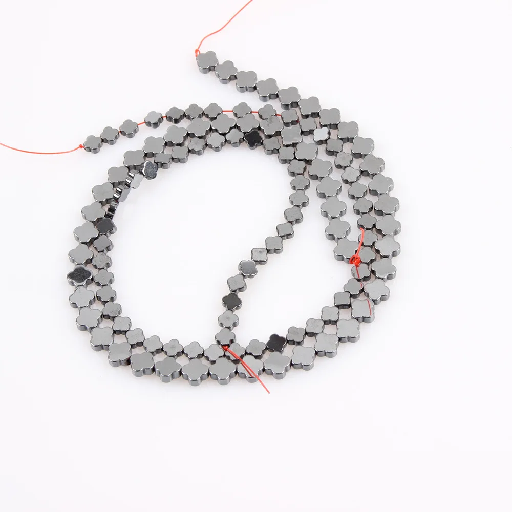 Natural Stone Hematite Loose Beads Black Four-leaf Clover Shaped Beads Used in jewelry making DIY bracelet necklace accessories