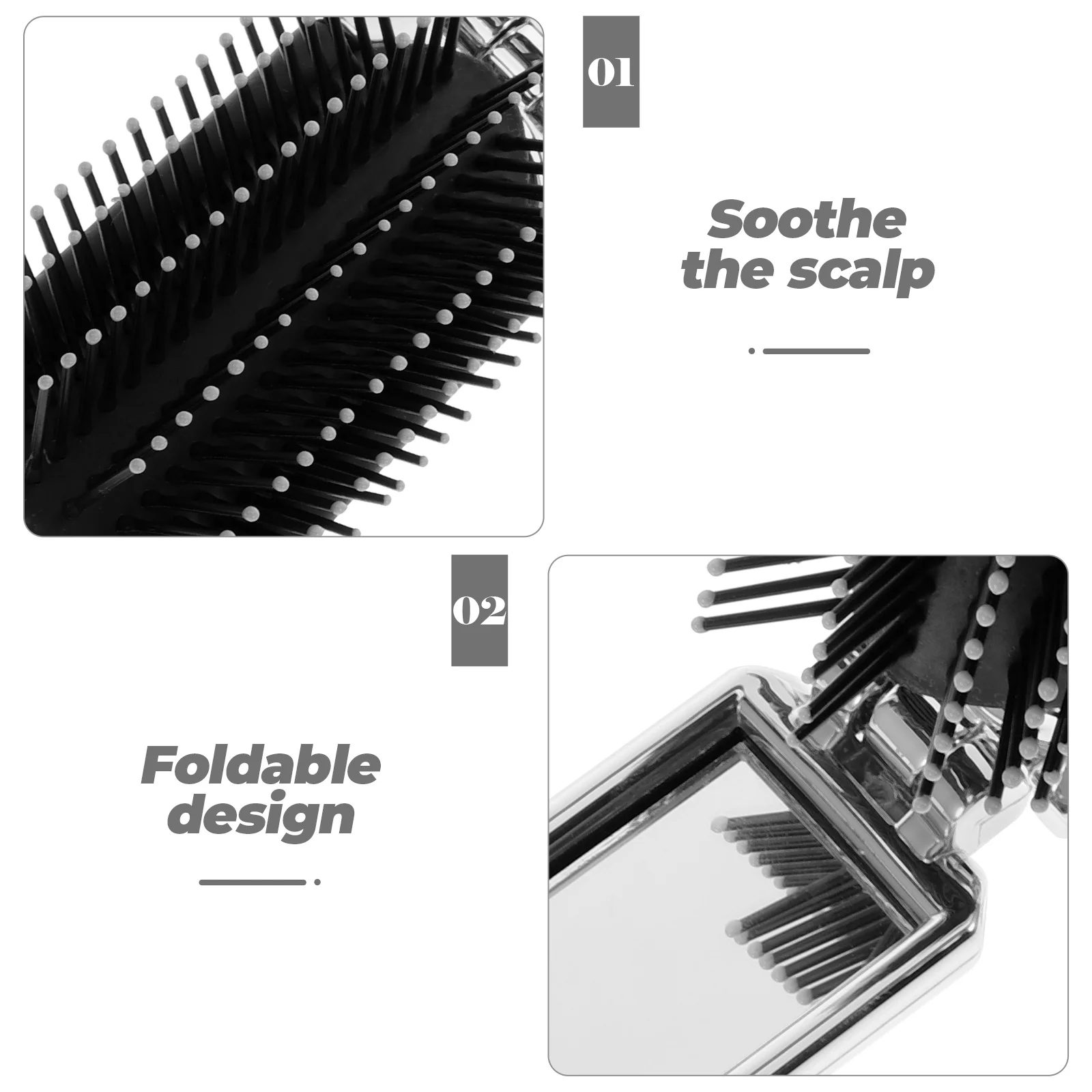 

Portable Airbag Comb Foldable Travel Hair Brush with Mirror Mini Pocket Brush for Daily Hair Care Mini Hairbrush