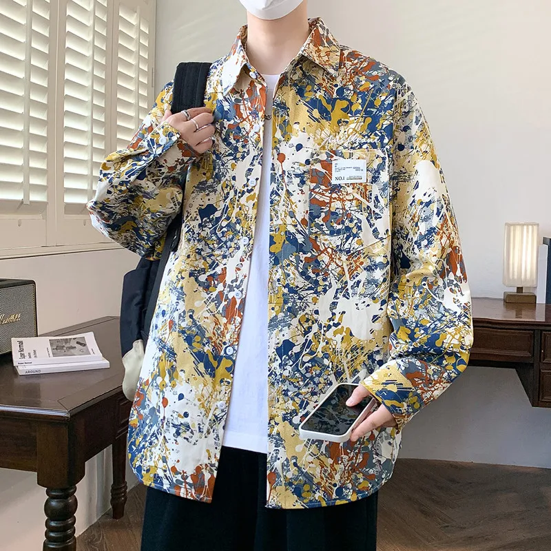 2026 spring New arrival Men's Fashion Casual Long Sleeve Shirt  Men autumn High Quality Large Size cotton printing Shirts M-4XL